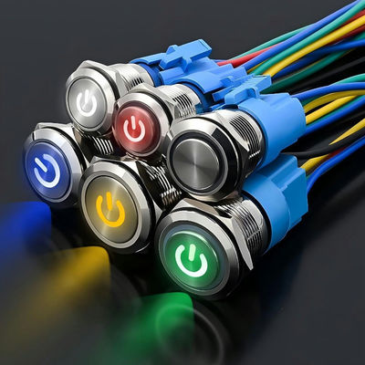 19mm Metalen ringvormige drukknopschakelaar 3v 12V 24V 110V 220V LED lampverlichting Waterdicht Momentane vergrendeling Schakelaar Ri