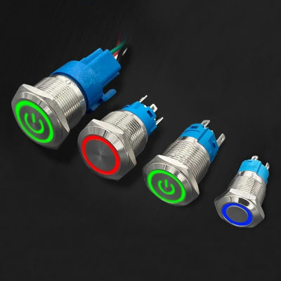 Metalen knop waterdicht lichtschakelaar met geleidende elektriciteit en blauw LED-ringlicht