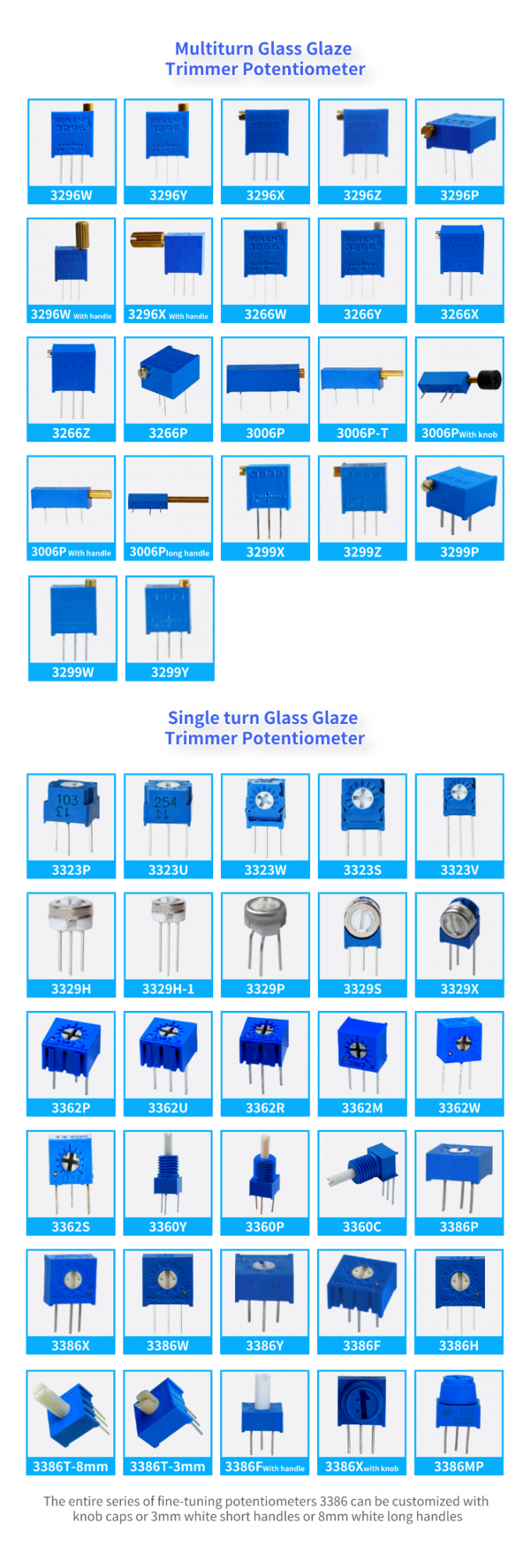 3323 Serie Eenvoudig draaiend metaal glas glazuur Trimmer potentiometer 3323s 6